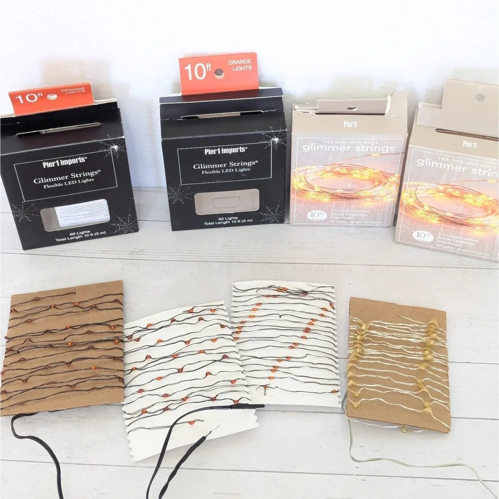 Pier 1 Imports Glimmer Strings Flexible LED Lights ORANGE 10ft Battery - 4 Boxes